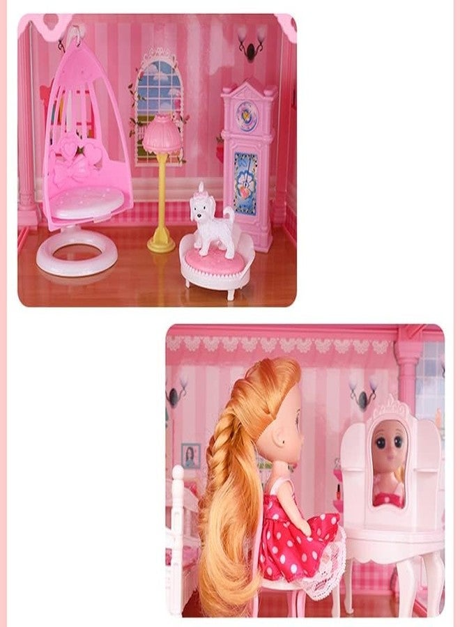 Bhavenu Dollhouse for Girl 4-Story 11 Rooms Huge Princess Girls Dream House Kit with 2 Dolls and Dollhouse Furnitures, DIY Play House for Girls Ages 3 4 5 6 7 8 9 10+ Multicolor - Image 4